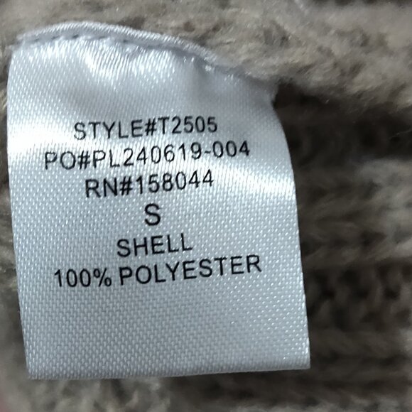 Braided Ribbon Cropped Chunky Cable Knit Sweater Taupe SIZE SMALL - Picture 5 of 7